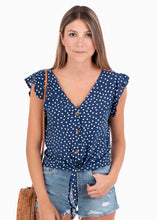 Cargar imagen en el visor de la galería, Blusa anudada con estampado de puntos - SARA