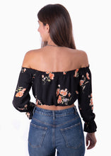 Cargar imagen en el visor de la galería, Blusa campesina con estampado de flores - MARIETTA